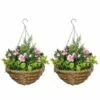 Outsunny 2 PCs Artificial Lisianthus Flower Hanging Planter Basket Home Garden -Outsunny store 29297683 1
