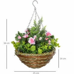 Outsunny 2 PCs Artificial Lisianthus Flower Hanging Planter Basket Home Garden -Outsunny store 29297683 2