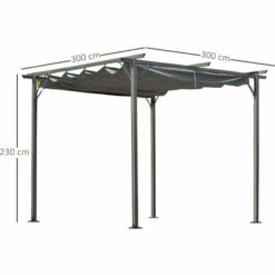 Outsunny 3x3m Outdoor Pergola Metal Gazebo Porch Awning Retractable Canopy -Outsunny store 29297706 2