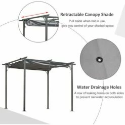 Outsunny 3x3m Outdoor Pergola Metal Gazebo Porch Awning Retractable Canopy -Outsunny store 29297706 4