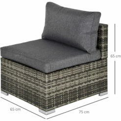 Outsunny Outdoor Garden Furniture Rattan Single Middle Sofa W/ Cushion Dark Grey -Outsunny store 29297711 2