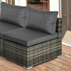 Outsunny Outdoor Garden Furniture Rattan Single Middle Sofa W/ Cushion Dark Grey -Outsunny store 29297711 3