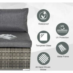 Outsunny Outdoor Garden Furniture Rattan Single Middle Sofa W/ Cushion Dark Grey -Outsunny store 29297711 4