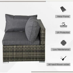 Outsunny Rattan Corner Sofa Garden Rattan Furniture Single Sofa Chair Dark Grey -Outsunny store 29297718 4