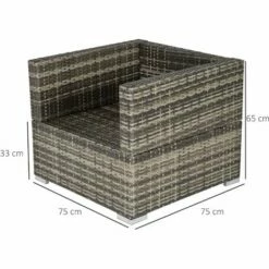 Outsunny Single Wicker Furniture Sofa Chair W/ Padded Cushion For Garden Balcony -Outsunny store 29297724 2