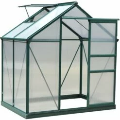 Outsunny 6x4ft Walk-In Polycarbonate Greenhouse Plant Grow Galvanized Aluminium