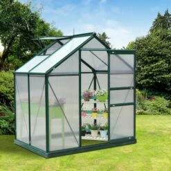 Outsunny 6x4ft Walk-In Polycarbonate Greenhouse Plant Grow Galvanized Aluminium 4 Outsunny 6x4ft Walk-In Polycarbonate Greenhouse Plant Grow Galvanized Aluminium -Outsunny store 2933932 3