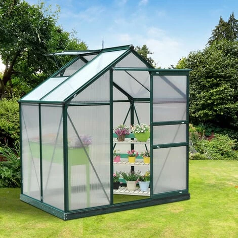 Outsunny 6x4ft Walk-In Polycarbonate Greenhouse Plant Grow Galvanized Aluminium Outsunny 6x4ft Walk-In Polycarbonate Greenhouse Plant Grow Galvanized Aluminium -Outsunny store 2933932 3
