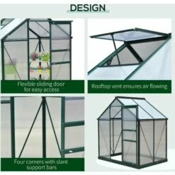 Outsunny 6x4ft Walk-In Polycarbonate Greenhouse Plant Grow Galvanized Aluminium 5 Outsunny 6x4ft Walk-In Polycarbonate Greenhouse Plant Grow Galvanized Aluminium -Outsunny store 2933932 4