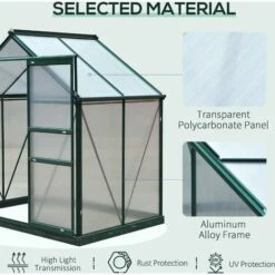 Outsunny 6x4ft Walk-In Polycarbonate Greenhouse Plant Grow Galvanized Aluminium 6 Outsunny 6x4ft Walk-In Polycarbonate Greenhouse Plant Grow Galvanized Aluminium -Outsunny store 2933932 5