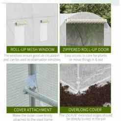 Outsunny Large Walk-in Greenhouse Poly Tunnel Galvanised Garden Plants Grow Tent 5 Outsunny Large Walk-in Greenhouse Poly Tunnel Galvanised Garden Plants Grow Tent -Outsunny store 2933935 4