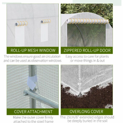 Outsunny Large Walk-in Greenhouse Poly Tunnel Galvanised Garden Plants Grow Tent Outsunny Large Walk-in Greenhouse Poly Tunnel Galvanised Garden Plants Grow Tent -Outsunny store 2933935 4