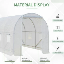 Outsunny Large Walk-in Greenhouse Poly Tunnel Galvanised Garden Plants Grow Tent 6 Outsunny Large Walk-in Greenhouse Poly Tunnel Galvanised Garden Plants Grow Tent -Outsunny store 2933935 5
