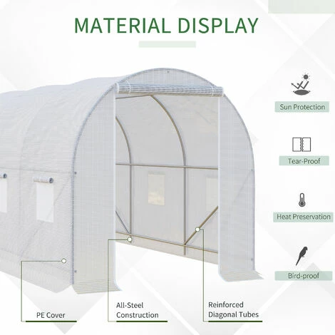 Outsunny Large Walk-in Greenhouse Poly Tunnel Galvanised Garden Plants Grow Tent Outsunny Large Walk-in Greenhouse Poly Tunnel Galvanised Garden Plants Grow Tent -Outsunny store 2933935 5