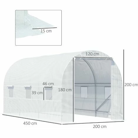 Outsunny 4.5 X 2M Walk-in Polytunnel Greenhouse For Garden, Galvanised Steel 4 Outsunny 4.5 X 2M Walk-in Polytunnel Greenhouse For Garden, Galvanised Steel - Image 2
