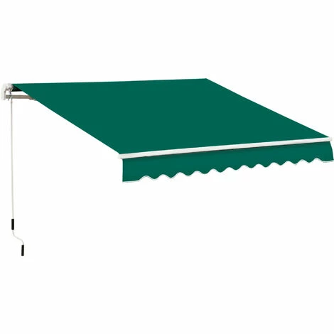 Outsunny 4x2.5m Manual Awning Window Door Sun Weather Shade W/ Handle Green 3 Outsunny 4x2.5m Manual Awning Window Door Sun Weather Shade W/ Handle Green