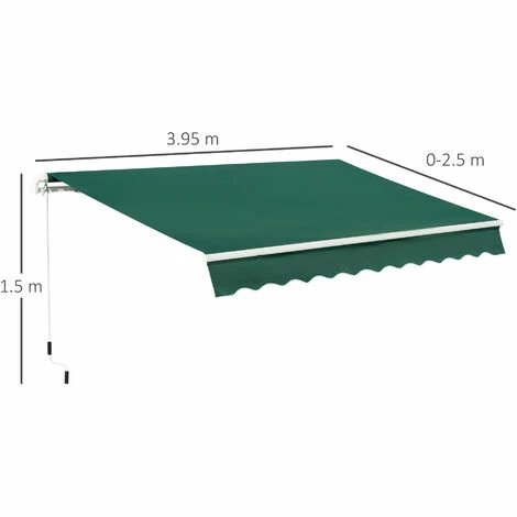 Outsunny 4x2.5m Manual Awning Window Door Sun Weather Shade W/ Handle Green 4 Outsunny 4x2.5m Manual Awning Window Door Sun Weather Shade W/ Handle Green - Image 2