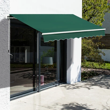 Outsunny 4x2.5m Manual Awning Window Door Sun Weather Shade W/ Handle Green 5 Outsunny 4x2.5m Manual Awning Window Door Sun Weather Shade W/ Handle Green - Image 3