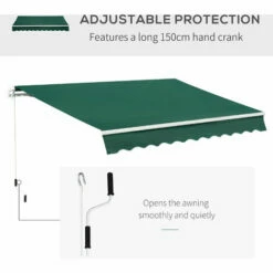Outsunny 4x2.5m Manual Awning Window Door Sun Weather Shade W/ Handle Green 10 Outsunny 4x2.5m Manual Awning Window Door Sun Weather Shade W/ Handle Green -Outsunny store 29441810 4