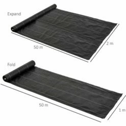 Outsunny 2x50m Weed Barrier Fabric Durable Convenient Design Weed Block Mat -Outsunny store 29441834 2