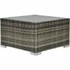 Outsunny Patio Wicker Coffee Table W/ Glass Top Suitable For Garden Backyard -Outsunny store 29441900 1