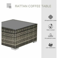 Outsunny Patio Wicker Coffee Table W/ Glass Top Suitable For Garden Backyard 10 Outsunny Patio Wicker Coffee Table W/ Glass Top Suitable For Garden Backyard -Outsunny store 29441900 4