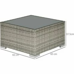 Alternative view of Outsunny Patio Wicker Coffee Table W/ Glass Top Suitable For Garden Backyard