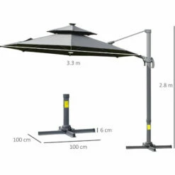 Outsunny 3m Cantilever Parasol Solar Lights Power Bank Base 360° Spin Dark Grey 3 Outsunny 3m Cantilever Parasol Solar Lights Power Bank Base 360° Spin Dark Grey -Outsunny store 29492013 2