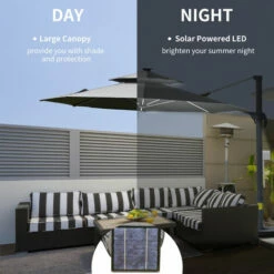 Outsunny 3m Cantilever Parasol Solar Lights Power Bank Base 360° Spin Dark Grey 5 Outsunny 3m Cantilever Parasol Solar Lights Power Bank Base 360° Spin Dark Grey -Outsunny store 29492013 4