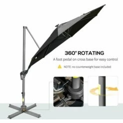 Outsunny 3m Solar LED Cantilever Parasol Adjustable Garden Umbrella Dark Grey -Outsunny store 29492051 4