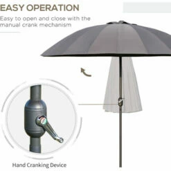 Outsunny 2.6m Round Curved Adjustable Parasol Sun Umbrella Metal Pole Grey -Outsunny store 29523534 4