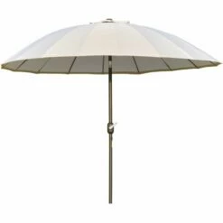 Outsunny 2.4m Round Curved Adjustable Parasol Outdoor Metal Pole Off-White