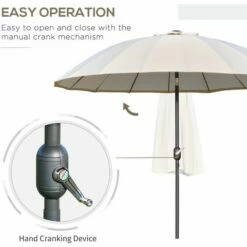 Outsunny 2.4m Round Curved Adjustable Parasol Outdoor Metal Pole Off-White 10 Outsunny 2.4m Round Curved Adjustable Parasol Outdoor Metal Pole Off-White -Outsunny store 29523537 4