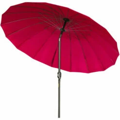 Outsunny 2.6m Round Curved Adjustable Parasol Sun Umbrella Metal Pole Red
