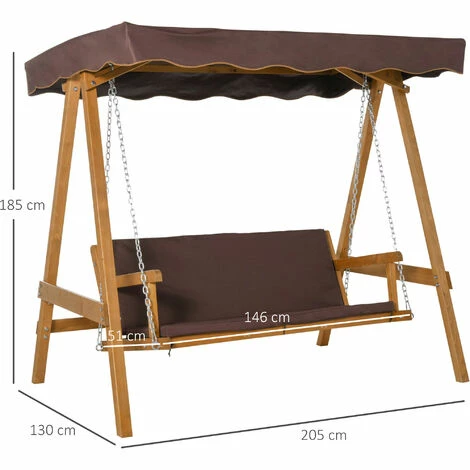 Outsunny 3 Seater Outdoor Garden Swing Chair W/ Canopy Removable Cushion Patio Outsunny 3 Seater Outdoor Garden Swing Chair W/ Canopy Removable Cushion Patio -Outsunny store 29589447 2