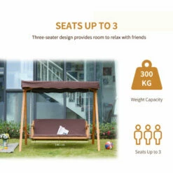 Outsunny 3 Seater Outdoor Garden Swing Chair W/ Canopy Removable Cushion Patio 6 Outsunny 3 Seater Outdoor Garden Swing Chair W/ Canopy Removable Cushion Patio -Outsunny store 29589447 5