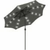 Outsunny 2.7m Patio LED Umbrella With Push Button Tilt/Crank 8 Ribs Grey -Outsunny store 29589458 1
