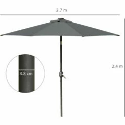 Outsunny 2.7m Patio LED Umbrella With Push Button Tilt/Crank 8 Ribs Grey 3 Outsunny 2.7m Patio LED Umbrella With Push Button Tilt/Crank 8 Ribs Grey -Outsunny store 29589458 2