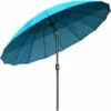 Outsunny 2.6m Round Curved Adjustable Parasol Sun Umbrella Metal Pole Turquoise -Outsunny store 29589463 1