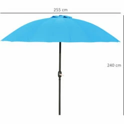 Outsunny 2.6m Round Curved Adjustable Parasol Sun Umbrella Metal Pole Turquoise -Outsunny store 29589463 2