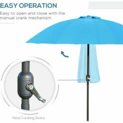 Outsunny 2.6m Round Curved Adjustable Parasol Sun Umbrella Metal Pole Turquoise -Outsunny store 29589463 4