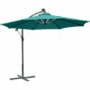 Outsunny 3(m) LED Patio Banana Umbrella Cantilever Parasol W/ Crank, Green -Outsunny store 29602413 1
