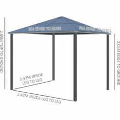 Outsunny 3x3(m) Aluminium Hardtop Gazebo Canopy W/ Polycarbonate Top, Curtains -Outsunny store 29648596 2