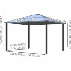 Outsunny 3.6x3(m) Aluminium Hardtop Gazebo Canopy W/ Polycarbonate Top, Curtains -Outsunny store 29648605 2
