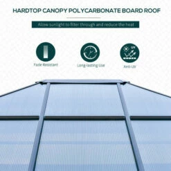 Outsunny 3.6x3(m) Aluminium Hardtop Gazebo Canopy W/ Polycarbonate Top, Curtains -Outsunny store 29648605 4