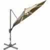 Outsunny 3m Solar LED Cantilever Parasol Adjustable Garden Umbrella Khaki -Outsunny store 29648616 1