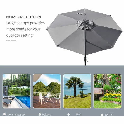 Outsunny 3m Solar LED Cantilever Parasol Adjustable Garden Umbrella Light Grey Outsunny 3m Solar LED Cantilever Parasol Adjustable Garden Umbrella Light Grey -Outsunny store 29648624 5