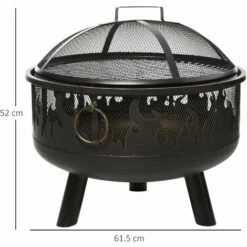 Outsunny 61.5cm 2-In-1 Outdoor Fire Pit & Firewood BBQ Garden Cooker Heater 3 Outsunny 61.5cm 2-In-1 Outdoor Fire Pit & Firewood BBQ Garden Cooker Heater -Outsunny store 29679712 2