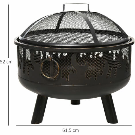 Outsunny 61.5cm 2-In-1 Outdoor Fire Pit & Firewood BBQ Garden Cooker Heater Outsunny 61.5cm 2-In-1 Outdoor Fire Pit & Firewood BBQ Garden Cooker Heater -Outsunny store 29679712 2