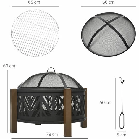 Outsunny 78cm 2-In-1 Outdoor Fire Pit & Firewood BBQ Garden Cooker Heater Outsunny 78cm 2-In-1 Outdoor Fire Pit & Firewood BBQ Garden Cooker Heater -Outsunny store 29679730 2